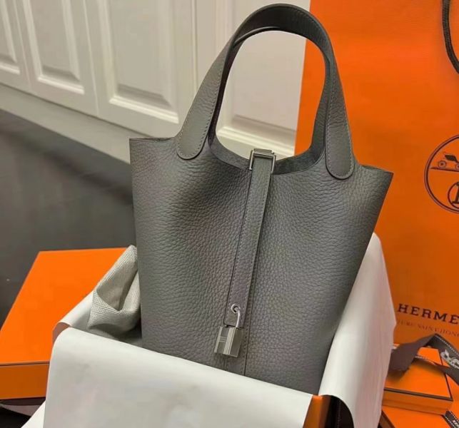 HERMES PICOTIN 18 積雲灰銀釦 buywithada,france,全球代購,歐洲,exquisite,quality goods,posh,fancy,luxurious