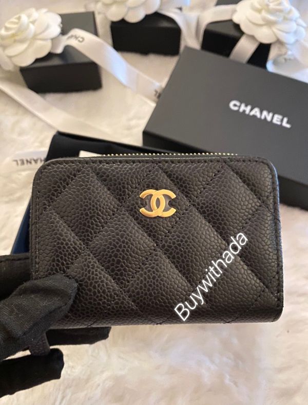 CHANEL ㄇ字拉鍊零錢卡包 黑荔枝金釦 buywithada,france,全球代購,歐洲,exquisite,quality goods,posh,fancy,luxurious