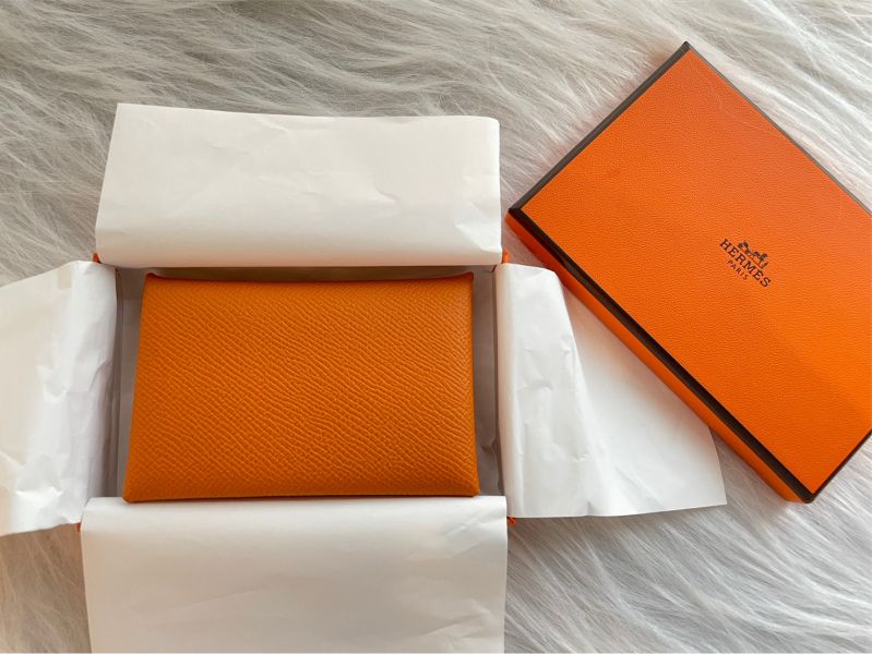 HERMES CALVI EPSOM 橘拼黃 卡夾 buywithada,france,全球代購,歐洲,exquisite,quality goods,posh,fancy,luxurious