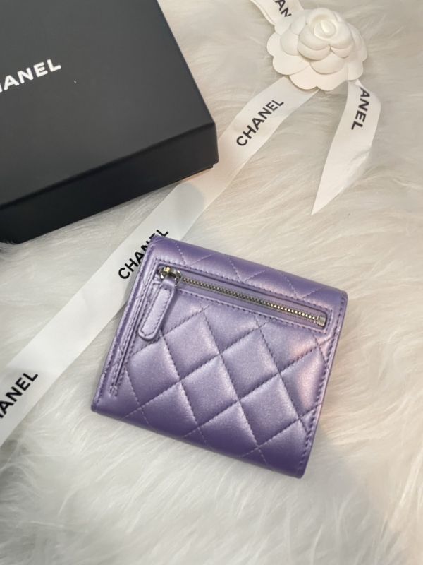 CHANEL CF 三折短夾 珠光紫 銀釦 buywithada,france,全球代購,歐洲,exquisite,quality goods,posh,fancy,luxurious