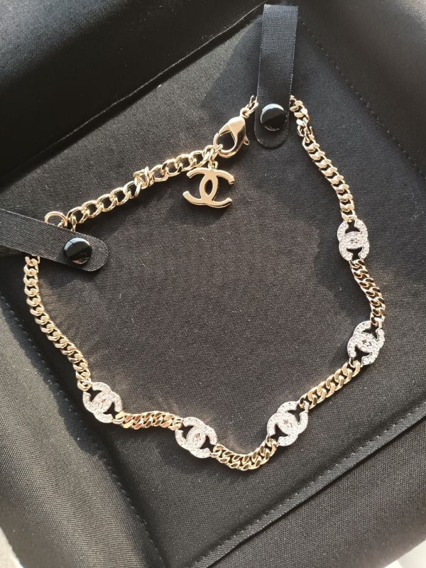 CHANEL CHOCKER 香檳金色水鑽頸鏈 buywithada,france,全球代購,歐洲,exquisite,quality goods,posh,fancy,luxurious