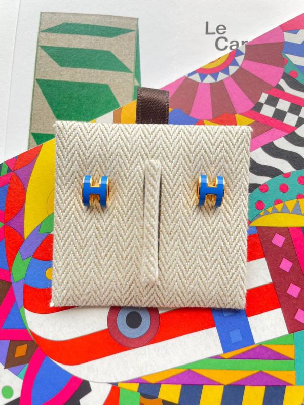HERMES POP H MINI 耳環 藍金 buywithada,france,全球代購,歐洲,exquisite,quality goods,posh,fancy,luxurious