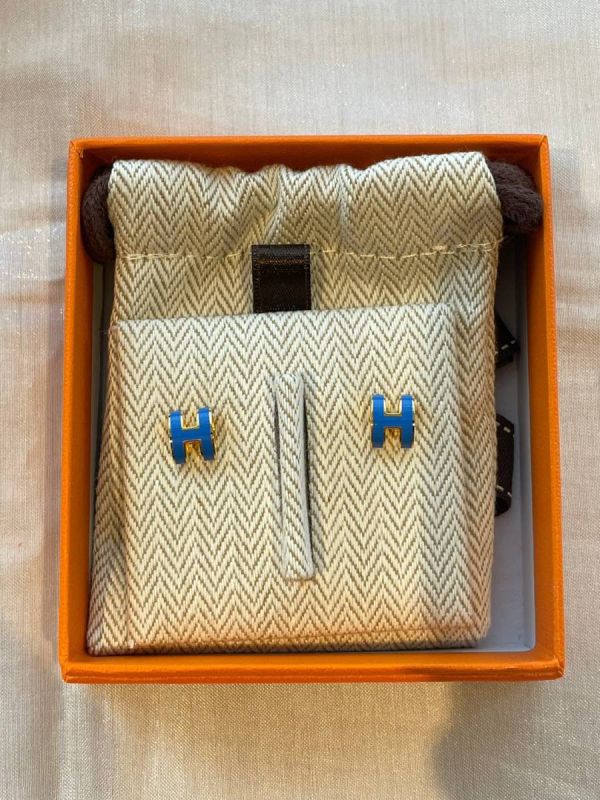HERMES POP H MINI 耳環 藍金 buywithada,france,全球代購,歐洲,exquisite,quality goods,posh,fancy,luxurious