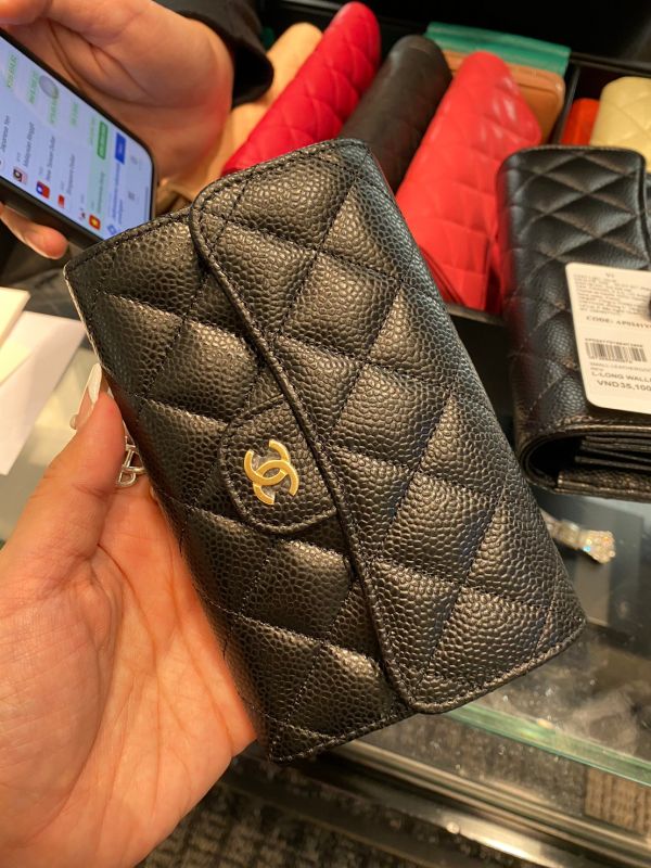 CHANEL 三折翻蓋中夾 黑荔枝金釦 buywithada,france,全球代購,歐洲,exquisite,quality goods,posh,fancy,luxurious