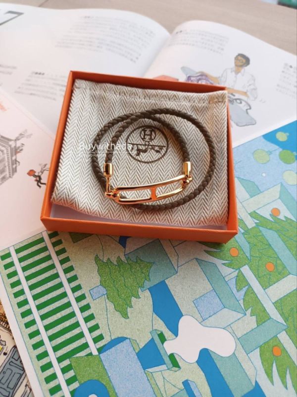 HERMES 豬鼻編織雙層手鏈 大象灰玫瑰金 T2 buywithada,france,全球代購,歐洲,exquisite,quality goods,posh,fancy,luxurious