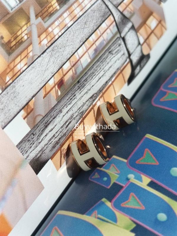 HERMES POP H MINI 耳環 白色玫瑰金 buywithada,france,全球代購,歐洲,exquisite,quality goods,posh,fancy,luxurious