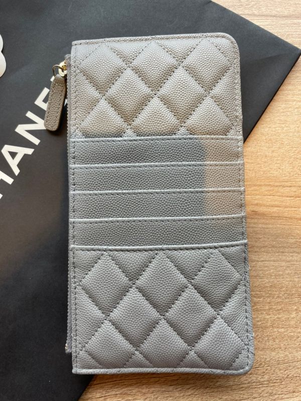 CHANEL 手機包/多功能手拿包 灰色荔枝皮 新色 康朋總店白盒 