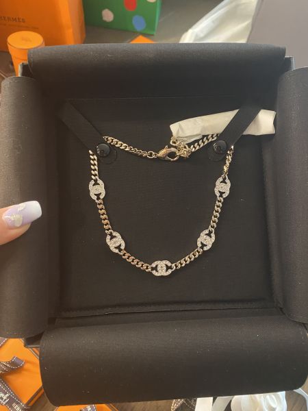 CHANEL CHOCKER 香檳金色水鑽頸鏈 buywithada,france,全球代購,歐洲,exquisite,quality goods,posh,fancy,luxurious