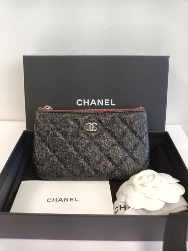 CHANEL CF 黑銀 荔枝皮 一字拉鍊錢包/卡包 buywithada,france,全球代購,歐洲,exquisite,quality goods,posh,fancy,luxurious