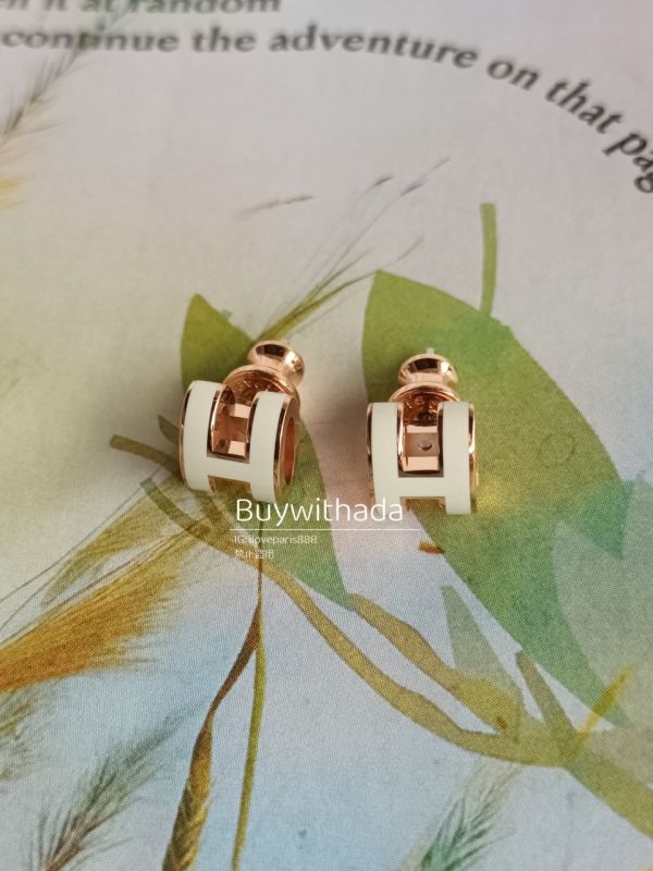 HERMES POP H MINI 耳環 白色玫瑰金 buywithada,france,全球代購,歐洲,exquisite,quality goods,posh,fancy,luxurious
