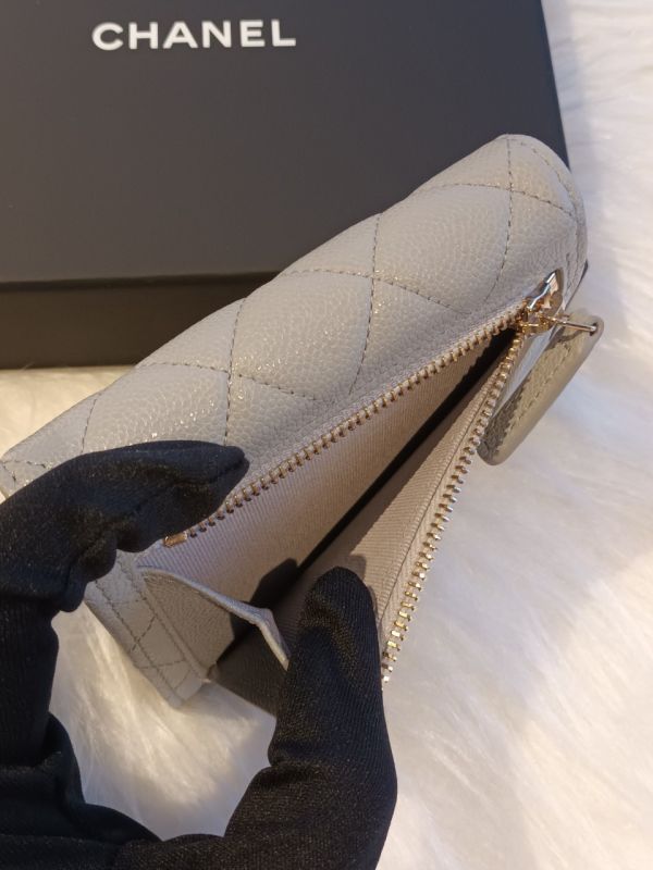 CHANEL CF 冰川灰 淡金荔枝皮 三折短夾 buywithada,france,全球代購,歐洲,exquisite,quality goods,posh,fancy,luxurious
