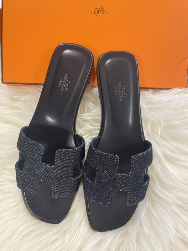HERMES ORAN H 深色 牛仔 拖鞋 SIZE 38.5 buywithada,france,全球代購,歐洲,exquisite,quality goods,posh,fancy,luxurious