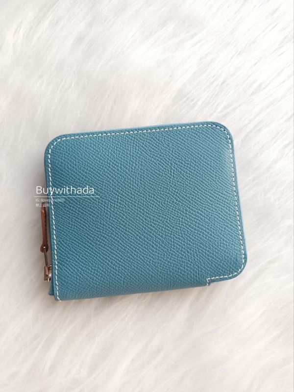 HERMES SILK IN COMPACT 絲巾短夾 EPSOM 牛仔藍白線 buywithada,france,全球代購,歐洲,exquisite,quality goods,posh,fancy,luxurious