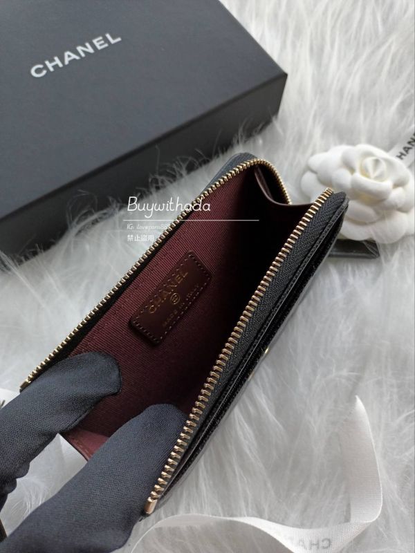 CHANEL 新款L拉鍊零錢卡包 黑荔枝金釦 buywithada,france,全球代購,歐洲,exquisite,quality goods,posh,fancy,luxurious