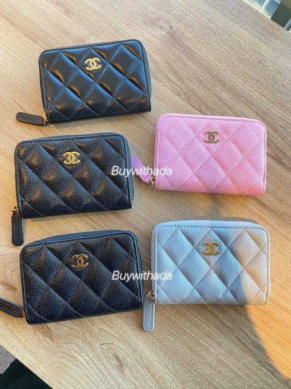 CHANEL 23B 最新冰川灰色 荔枝牛皮淡金釦 ㄇ字零錢包卡包 buywithada,france,全球代購,歐洲,exquisite,quality goods,posh,fancy,luxurious