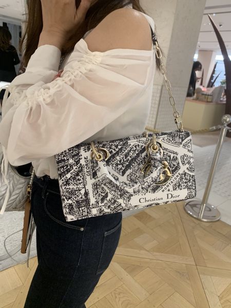 DIOR 中碼 LADY D-JOY  白色 Plan de Paris 刺繡印花小牛皮 buywithada,france,全球代購,歐洲,exquisite,quality goods,posh,fancy,luxurious