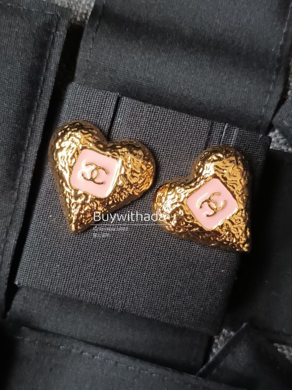 台灣現貨 CHANEL 23K 粉色金沙愛心耳針 大 2.5*2.8cm buywithada,france,全球代購,歐洲,exquisite,quality goods,posh,fancy,luxurious