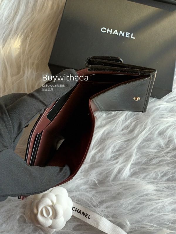 CHANEL MINI 三折短夾 黑荔枝金釦 buywithada,france,全球代購,歐洲,exquisite,quality goods,posh,fancy,luxurious