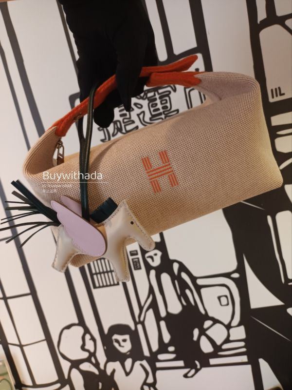 HERMES橘色編織手把 化妝包/便當袋 SIZE PM buywithada,france,全球代購,歐洲,exquisite,quality goods,posh,fancy,luxurious