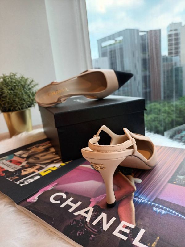 CHANEL 後跟金色CC高跟鞋 奶茶色 SIZE 39 buywithada,france,全球代購,歐洲,exquisite,quality goods,posh,fancy,luxurious