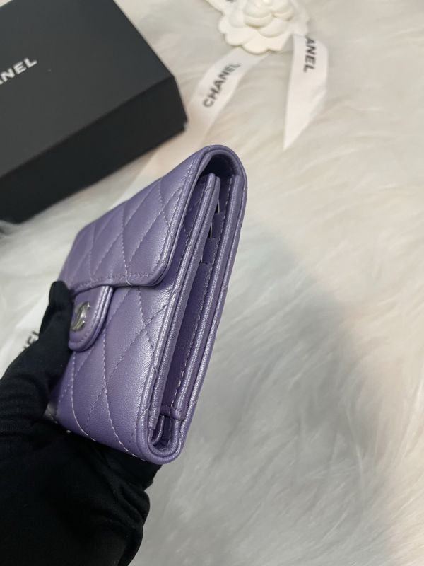 CHANEL CF 三折短夾 珠光紫 銀釦 buywithada,france,全球代購,歐洲,exquisite,quality goods,posh,fancy,luxurious