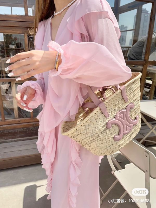 CELINE 粉色草編包 buywithada,france,全球代購,歐洲,exquisite,quality goods,posh,fancy,luxurious