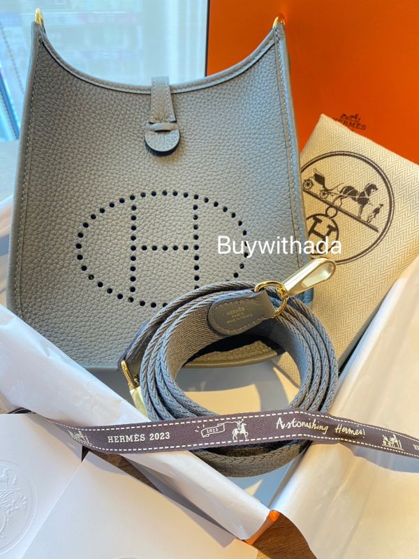 HERMES EVELYNE MINI 積雨雲灰金釦 B刻 台灣購証 buywithada,france,全球代購,歐洲,exquisite,quality goods,posh,fancy,luxurious