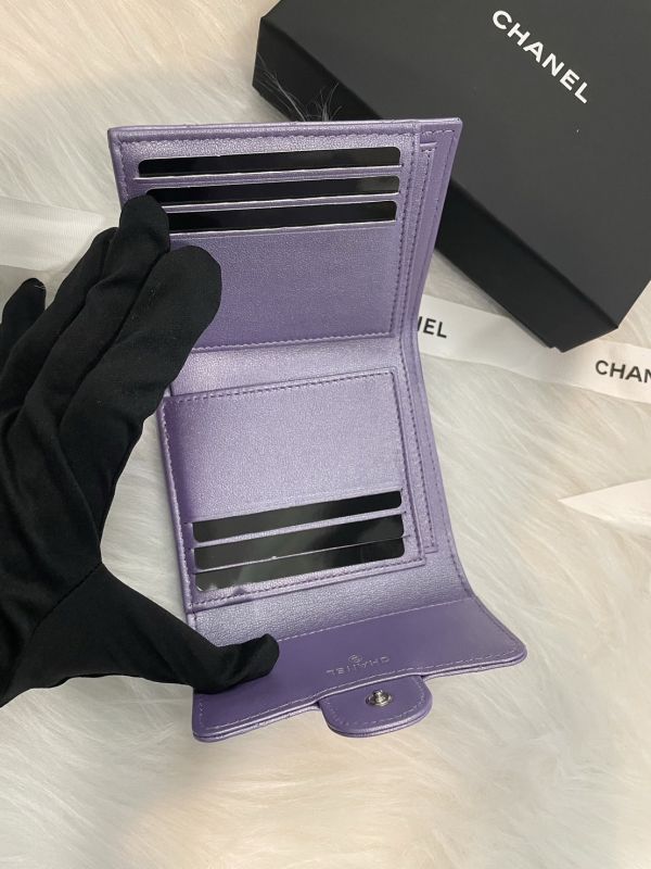 CHANEL CF 三折短夾 珠光紫 銀釦 buywithada,france,全球代購,歐洲,exquisite,quality goods,posh,fancy,luxurious