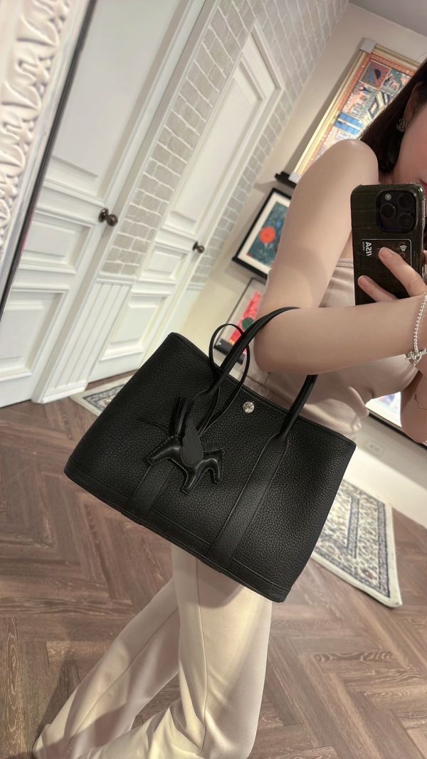 HERMES GARDEN PARTY 30 黑色全皮革 buywithada,france,全球代購,歐洲,exquisite,quality goods,posh,fancy,luxurious