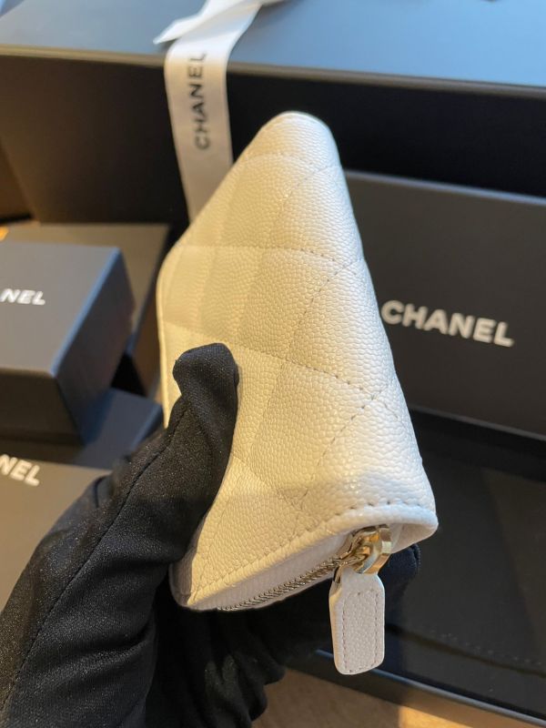 CHANEL 22k classic o coin 白荔枝皮淡金釦零錢包 buywithada,france,全球代購,歐洲