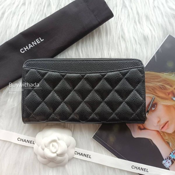 CHANEL 黑荔枝銀釦拉鍊長夾 buywithada,france,全球代購,歐洲,exquisite,quality goods,posh,fancy,luxurious