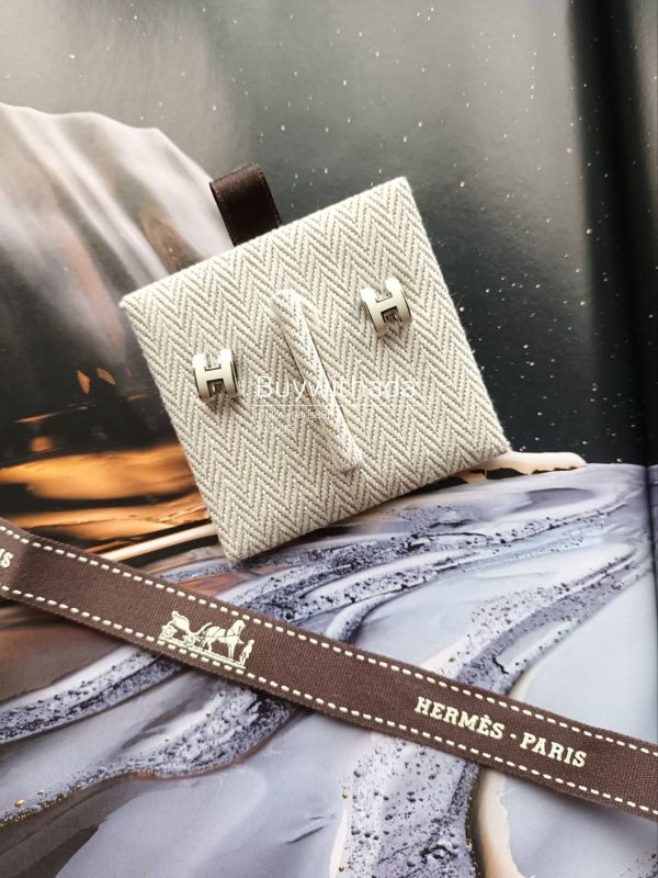 HERMES POP H MINI 白銀 耳針 buywithada,france,全球代購,歐洲,exquisite,quality goods,posh,fancy,luxurious