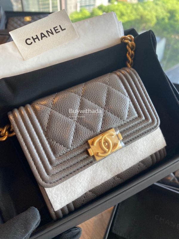 CHANEL BOY 灰色復古金釦 雙層 鏈條包/小廢包 buywithada,france,全球代購,歐洲,exquisite,quality goods,posh,fancy,luxurious
