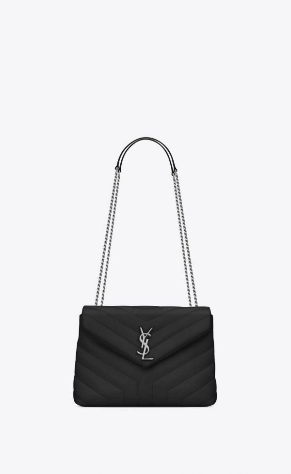 YSL LOULOU「Y」形絎縫皮革手袋 小號黑色銀釦 buywithada,france,全球代購,歐洲,exquisite,quality goods,posh,fancy,luxurious