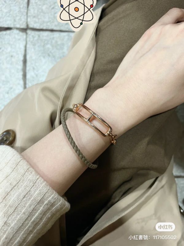 HERMES 豬鼻編織雙層手鏈 大象灰玫瑰金 T2 buywithada,france,全球代購,歐洲,exquisite,quality goods,posh,fancy,luxurious