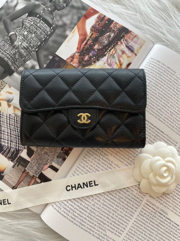 CHANEL 三折翻蓋中夾 黑荔枝金釦 buywithada,france,全球代購,歐洲,exquisite,quality goods,posh,fancy,luxurious