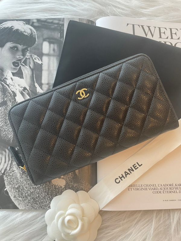 CHANEL 黑荔枝金釦拉鍊長夾 buywithada,france,全球代購,歐洲,exquisite,quality goods,posh,fancy,luxurious