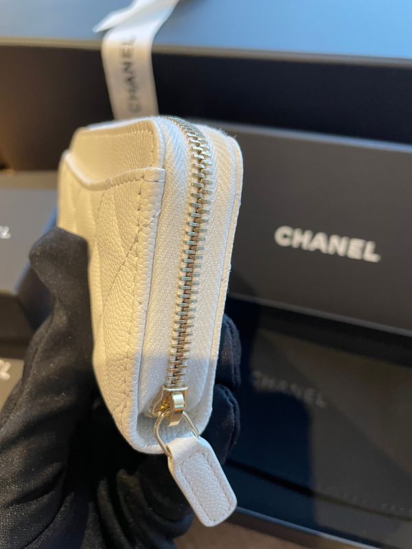 CHANEL 22k classic o coin 白荔枝皮淡金釦零錢包 buywithada,france,全球代購,歐洲
