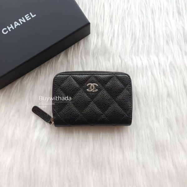 CHANEL ㄇ字拉鍊零錢卡包 黑荔枝銀釦 buywithada,france,全球代購,歐洲,exquisite,quality goods,posh,fancy,luxurious