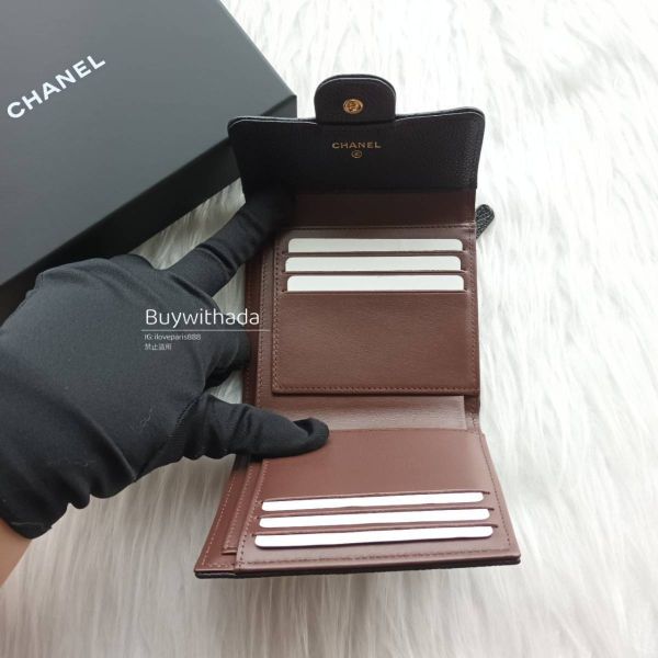CHANEL CF 黑荔枝金釦 三折短夾 buywithada,france,全球代購,歐洲,exquisite,quality goods,posh,fancy,luxurious