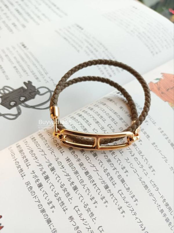 HERMES 豬鼻編織雙層手鏈 大象灰玫瑰金 T2 buywithada,france,全球代購,歐洲,exquisite,quality goods,posh,fancy,luxurious