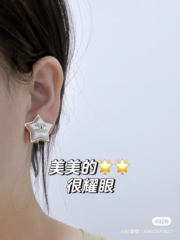 CHANEL 24C 超美 白金貝殼星星耳環/耳針 buywithada,france,全球代購,歐洲,exquisite,quality goods,posh,fancy,luxurious