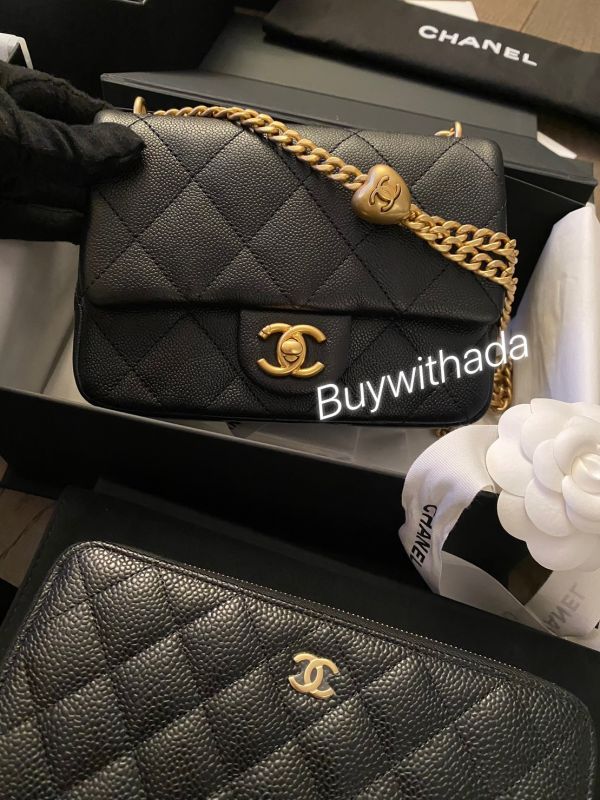 CHANEL 24P 黑荔枝愛心調節釦方胖 19cm buywithada,france,全球代購,歐洲,exquisite,quality goods,posh,fancy,luxurious