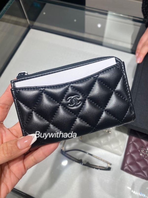 CHANEL so black 黑羊皮 L拉鍊零錢卡包 buywithada,france,全球代購,歐洲,exquisite,quality goods,posh,fancy,luxurious