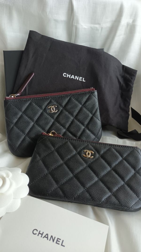 CHANEL CF 黑銀 荔枝皮 一字拉鍊錢包/卡包 buywithada,france,全球代購,歐洲,exquisite,quality goods,posh,fancy,luxurious