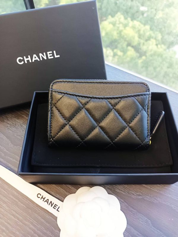 CHANEL 羊皮黑金 ㄇ字零錢包/卡包 buywithada,france,全球代購,歐洲,exquisite,quality goods,posh,fancy,luxurious