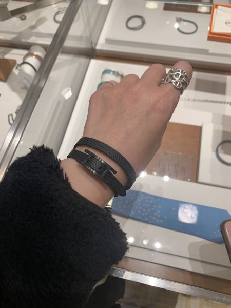 HERMES Behapi Double Tour 黑色皮革雙環手環 buywithada,france,全球代購,歐洲,exquisite,quality goods,posh,fancy,luxurious
