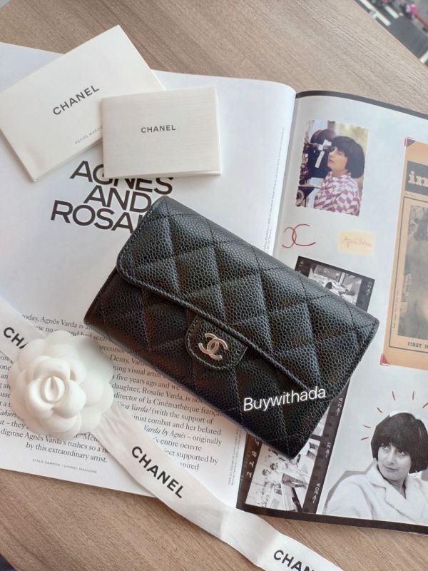 CHANEL 三折翻蓋中夾 黑荔枝銀釦 buywithada,france,全球代購,歐洲,exquisite,quality goods,posh,fancy,luxurious