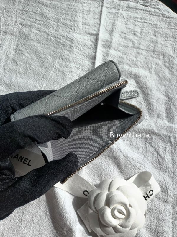 CHANEL 最新冰川灰三折L型零錢包短夾 淡金荔枝皮 buywithada,france,全球代購,歐洲,exquisite,quality goods,posh,fancy,luxurious
