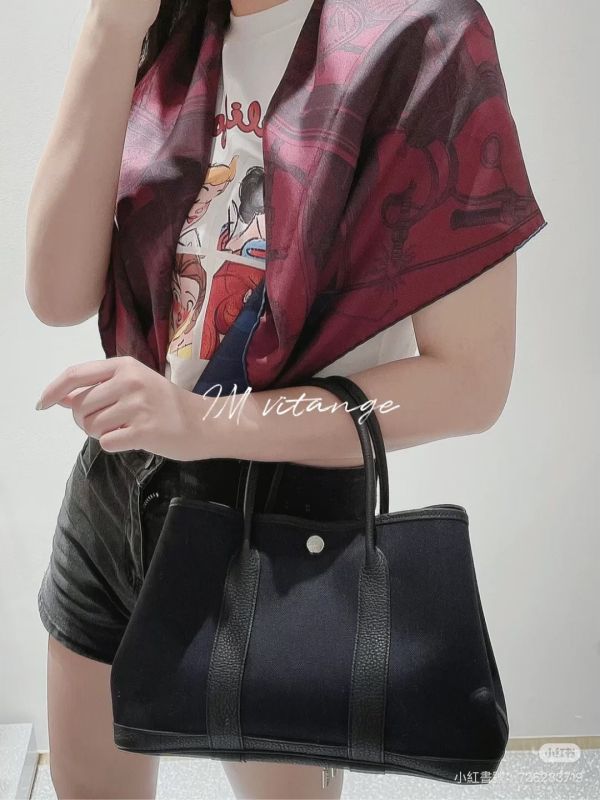 HERMES GARDEN PARTY 30 全黑帆布拚接 buywithada,france,全球代購,歐洲,exquisite,quality goods,posh,fancy,luxurious